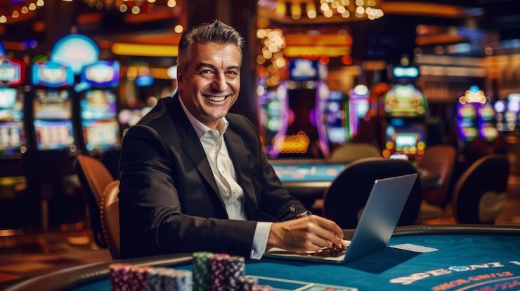 Live casino dealer table with multi-camera broadcast setup